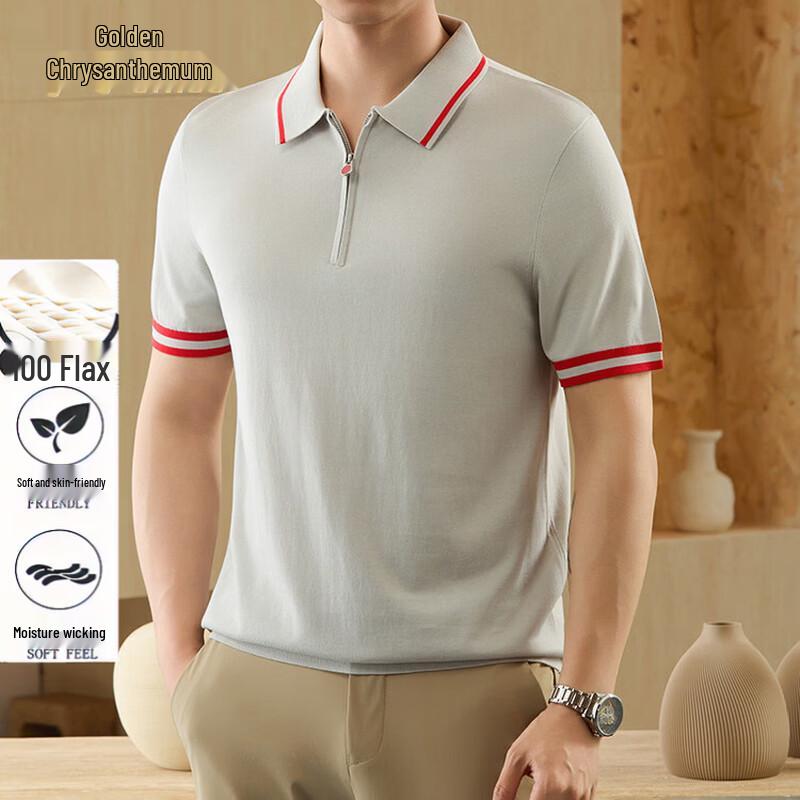 Men s Old Money Style Half-Zip Polo Shirt L/50