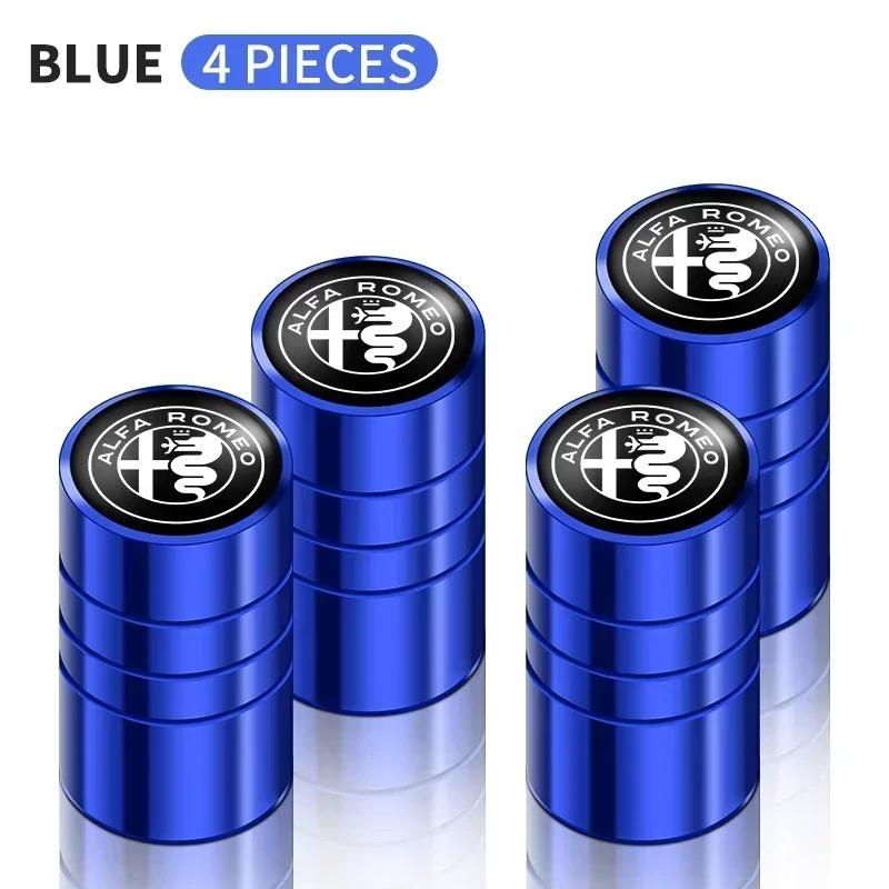 4Pcs Car Styling Wheel Tires Bolt-in Valve Caps Badge For Alfa Romeo 159 147 156 166 Giulietta Giulia Mito Stelvio Brera Spider