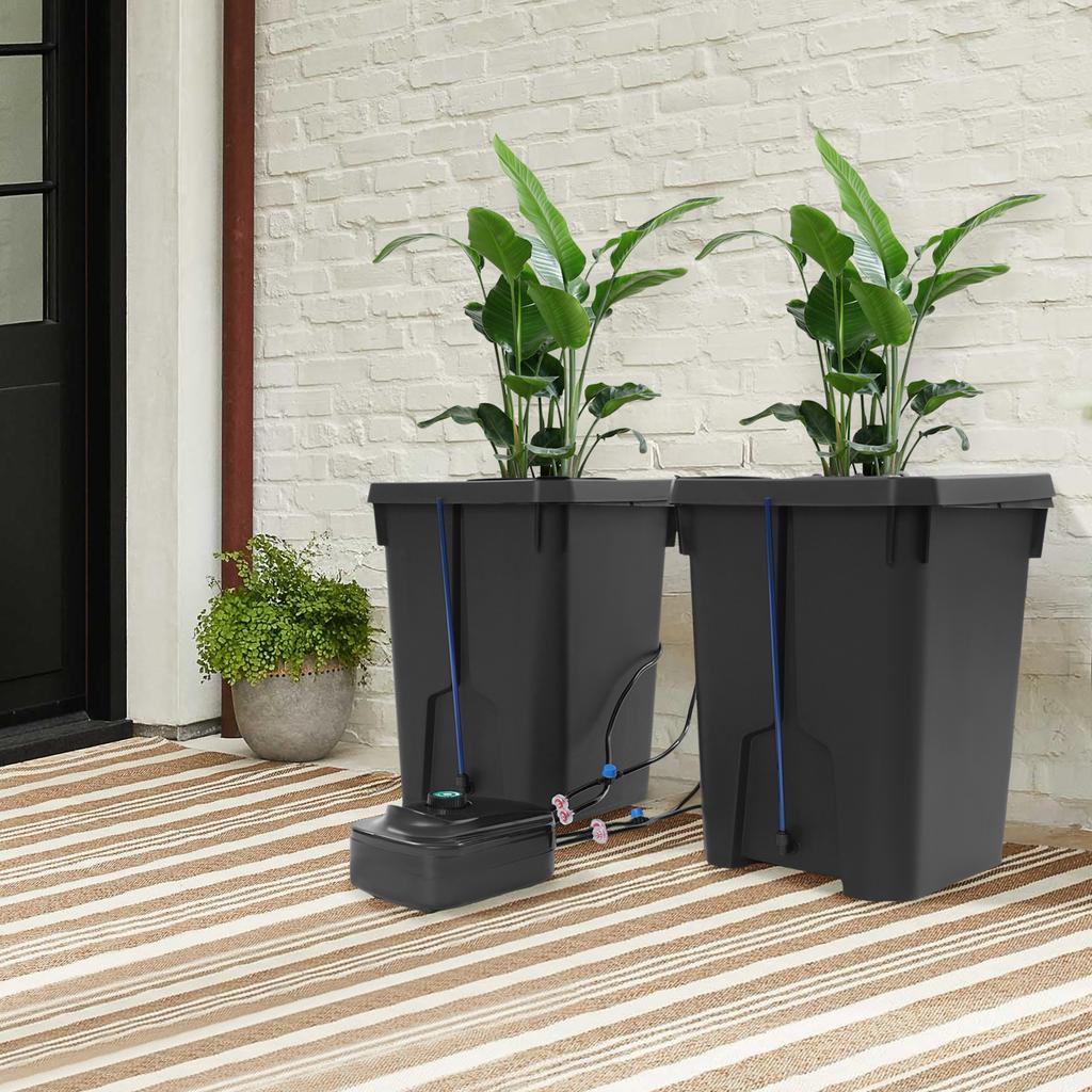 2pcs 27L PP Hydroponics Growing System,Black Rectangular Floor Standing Culture Bucket System 30*30*40cm for Greenhouse,Garden