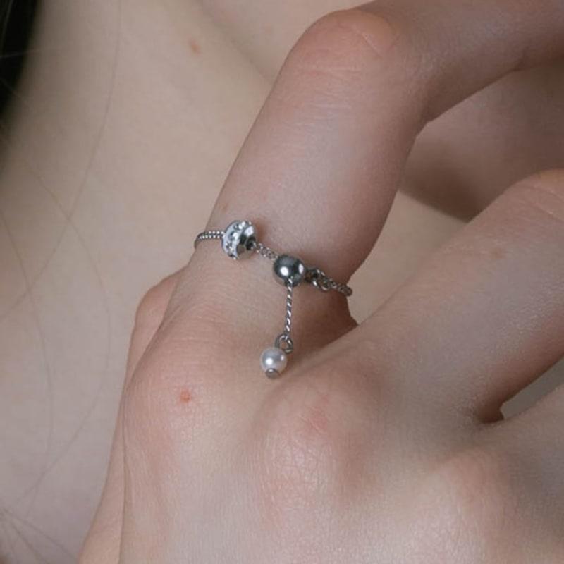 Pearlymore Small Crystal Chain Ring_PM25R001SS