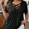 Large Size Women's V-Neck T-Shirt Solid Color Short Sleeve Sexy Top