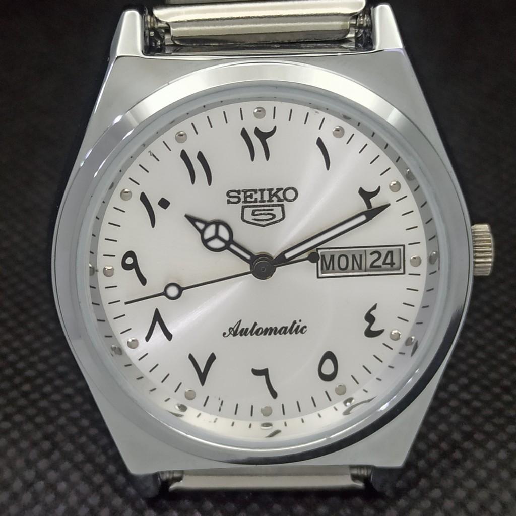 ODNOWIONY zabytkowy zegarek SEIKO 5 AUTO 6349A JAPOŃSKI męski arabski srebrny a298954-2 Seikoa298954