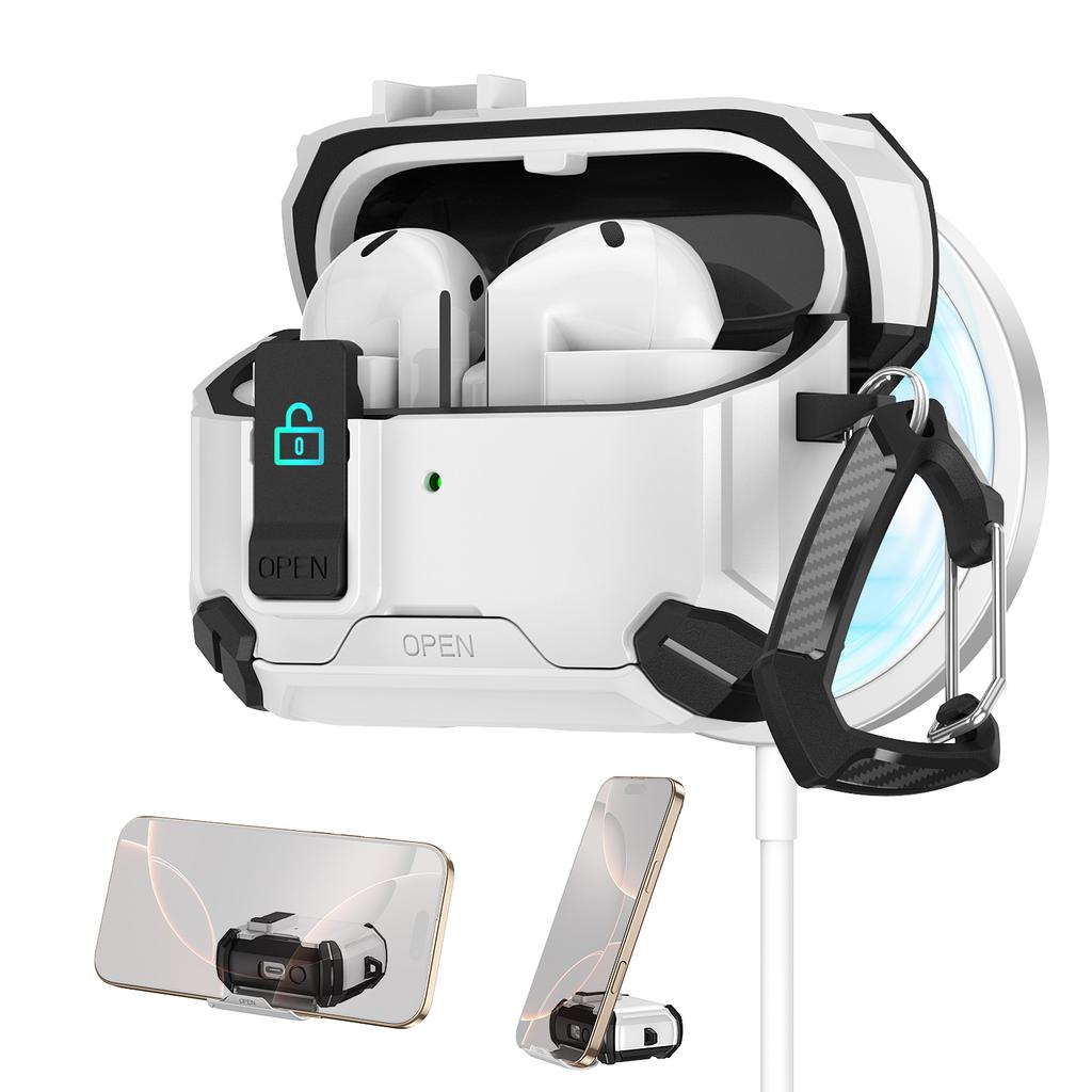 Phone Stand Case for Samsung Galaxy Buds 3/3Pro Secure Lock Case with MagSafe Protective Case with Cleaner Kit For Galaxy Buds 3