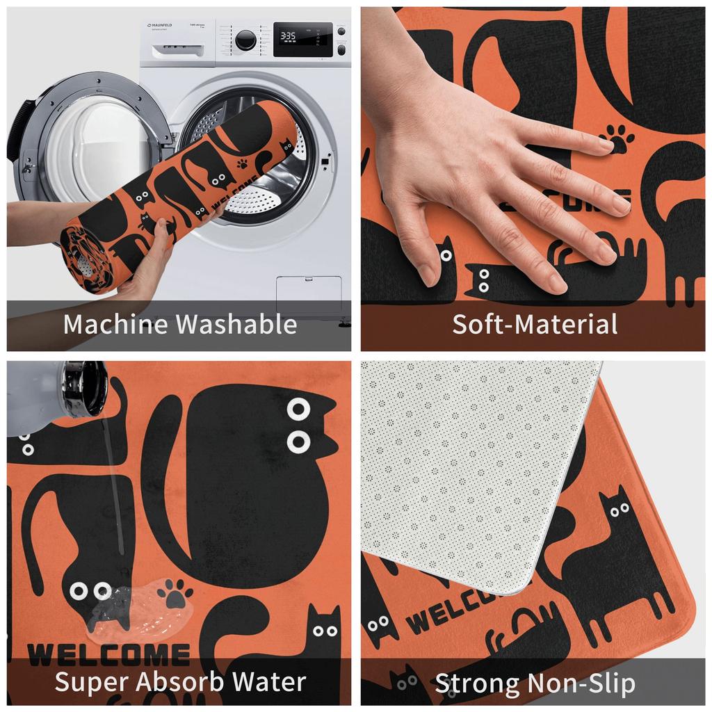 Süße Cartoon Orange Katzen Geschenk Fußmatte Matte Anti-Rutsch Badezimmer Küche Schlafzimmer Teppich Teppich 40*60cm
