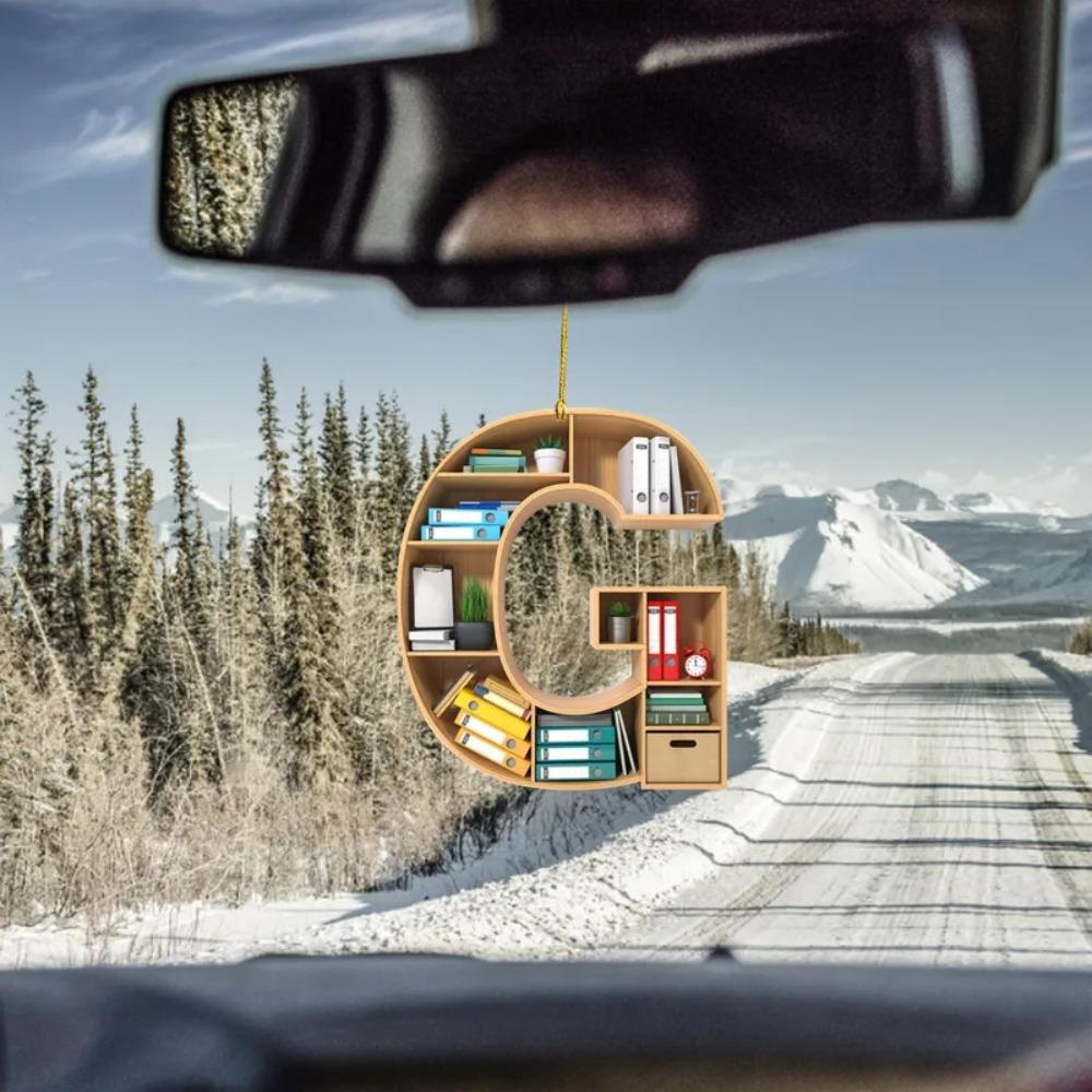 Personalized 26 Letter Bookshelf Pendant Acrylic Hanging Ornament Christmas Tree Decoration  Couple