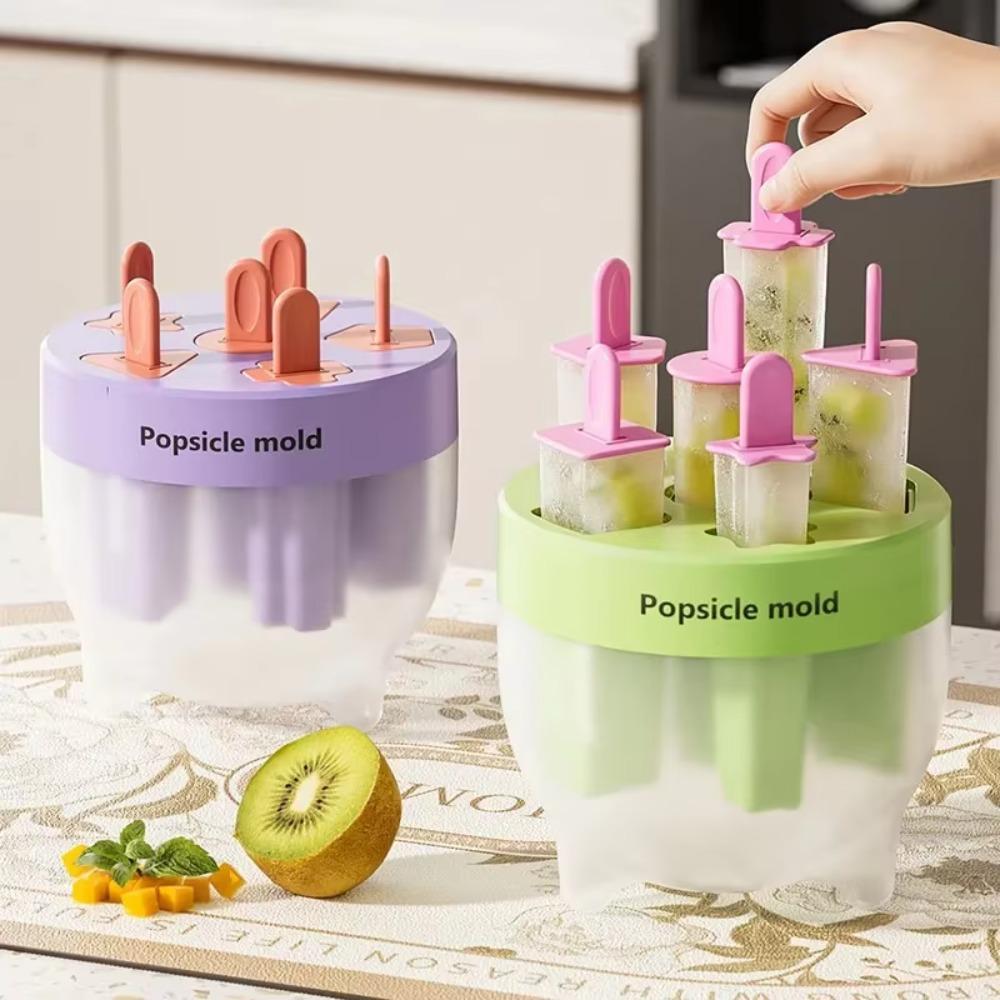 Easy To Release 6 Grid Ice Cream Mold Plastic Ice Lolly Mold Durable Ice Candy Maker  Milk