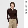 Women's Wool Silk Blend Lapel Knit Top