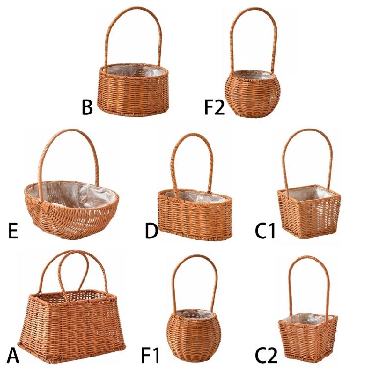 Handwoven Floral Basket Rattan Storage Basket for Picnics and Outdoor Activities
