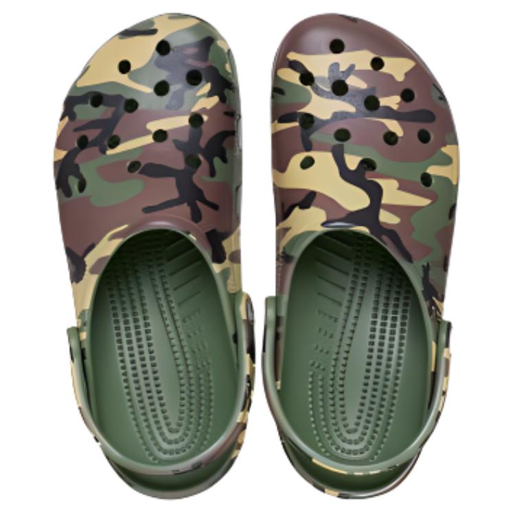 Crocs Classic Camouflage Clog EVA Clogs Unisex Green Brown 211936-3TC