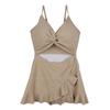 Modest One-Piece Swimsuit Women With Tummy Control Skirted Design Korean Style Vacation Swimwear