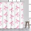Fashion Bowknot Shower Curtains Red Pink Bow-Tie Heart Pattern Girl Gift Modern Bathroom Decorative Bath Curtain Set With Hooks