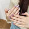 100% HANDMADE Medium Coffin Shape Fake Nail Set Purple Bulb Cat's Eye Buccella Magic Mirror Miracle Angel Press On Nails Fake Nails Reusable Nails