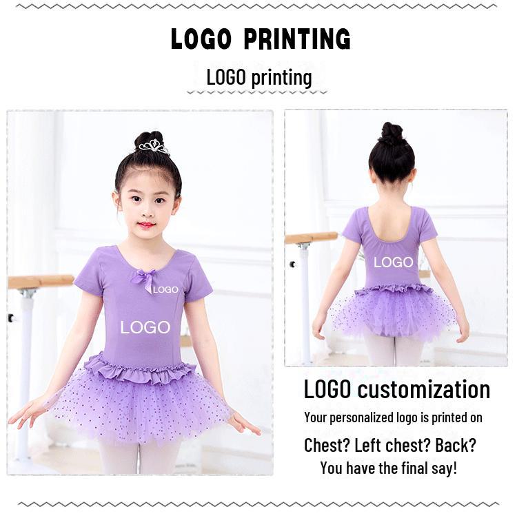 Buntes Mond-Ballett-Tanz-Outfit für Kinder – Sommerlicher kurzärmliger Gazerock für Aufführungen