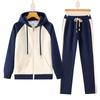 Conjunto de cárdigan con capucha de algodón liso para mujer - Moda exterior informal de moda para primavera/otoño