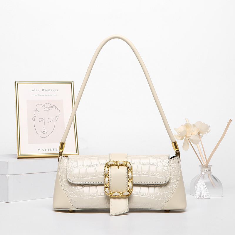 

Женская корейская модная сумка через плечо с узором под камень - Классический, универсальный, текстурированный дизайн слоновая кость