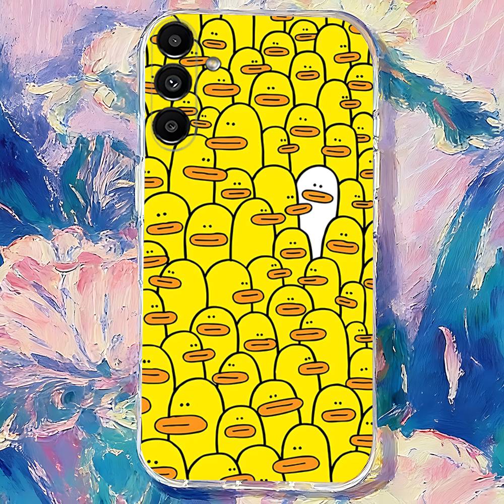 

Cute Yellow Duck Phone Case For Samsung S24,S25,S30,S23,S21,S22,S20,S10,5G,FE,lite,PIus,Ultra Clear Transparent Cover SamsungS24plus