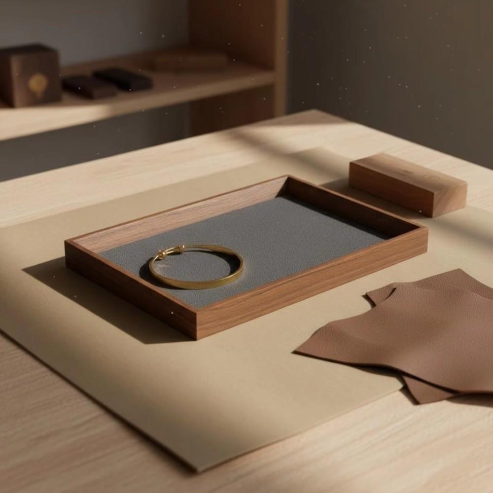 Minimalist Design Jewelry Tray Wooden Wood Grain Platter Elegant Display Tray For Dressing Table