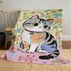 1pc cat, flowers Outdoor Flannel Blanket Soft Warm All-Season Throw for Sofa Bed Car Camping Office, Cozy Gift Idea1310S