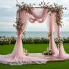 Tüllstoff Himmelblau Transparent Tischläufer Stuhl Schleifen Hintergrund Vorhänge für Babyparty Geburtstag Hochzeit für Party Fotos Dekoration