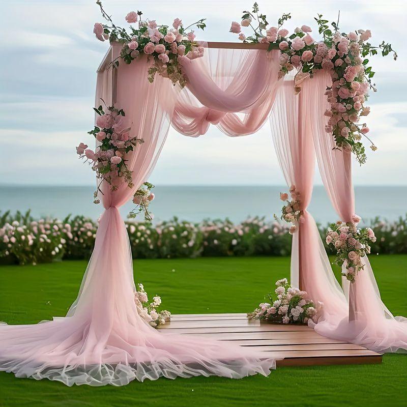 Tüllstoff Himmelblau Transparent Tischläufer Stuhl Schleifen Hintergrund Vorhänge für Babyparty Geburtstag Hochzeit für Party Fotos Dekoration