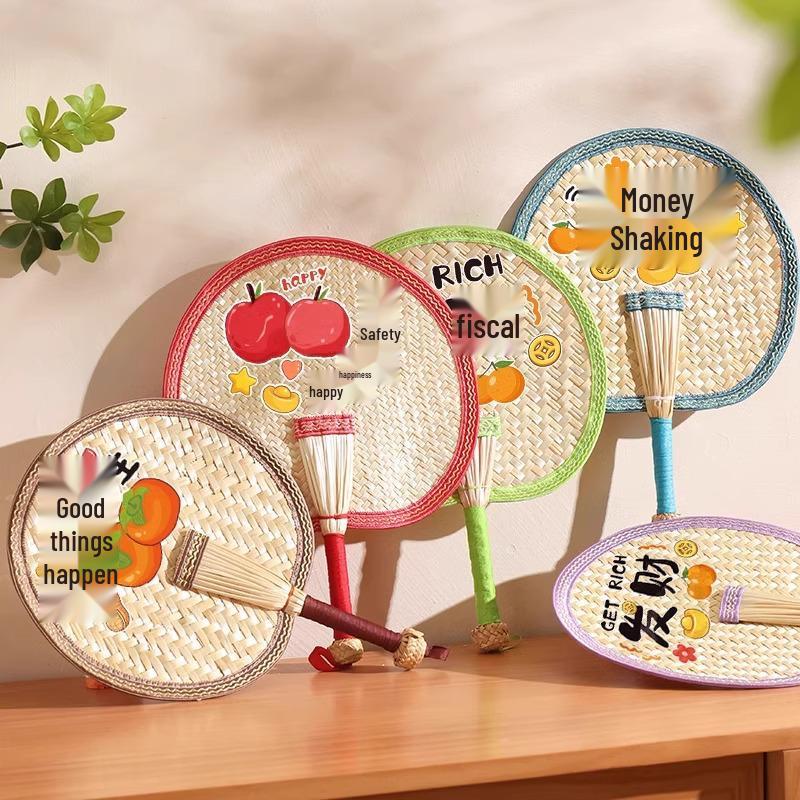 Portable Handmade Palm Leaf Fan: Old-fashioned, Durable, Child-Friendly, Mosquito Repellent, Woven Straw Design