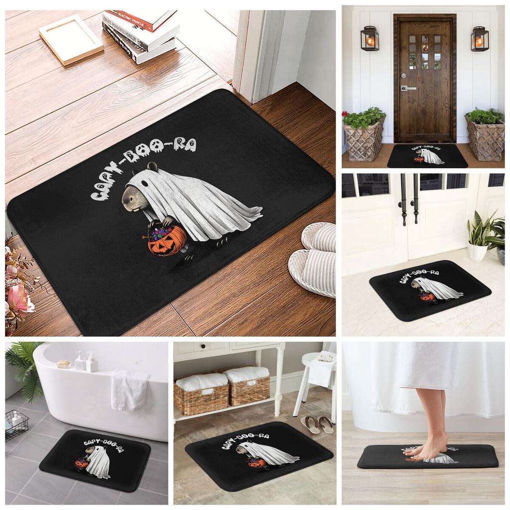 Capybara Halloween Non-slip Doormat Floor Mat Washable Carpet Rug for Kitchen Entrance Home Bedroom Footpad Mats
