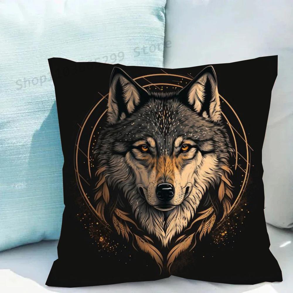 1pc Animal Wolf Pillow Case Square Bedroom Sofa Leisure Comfort Cushion Car Living Room Home Decoration