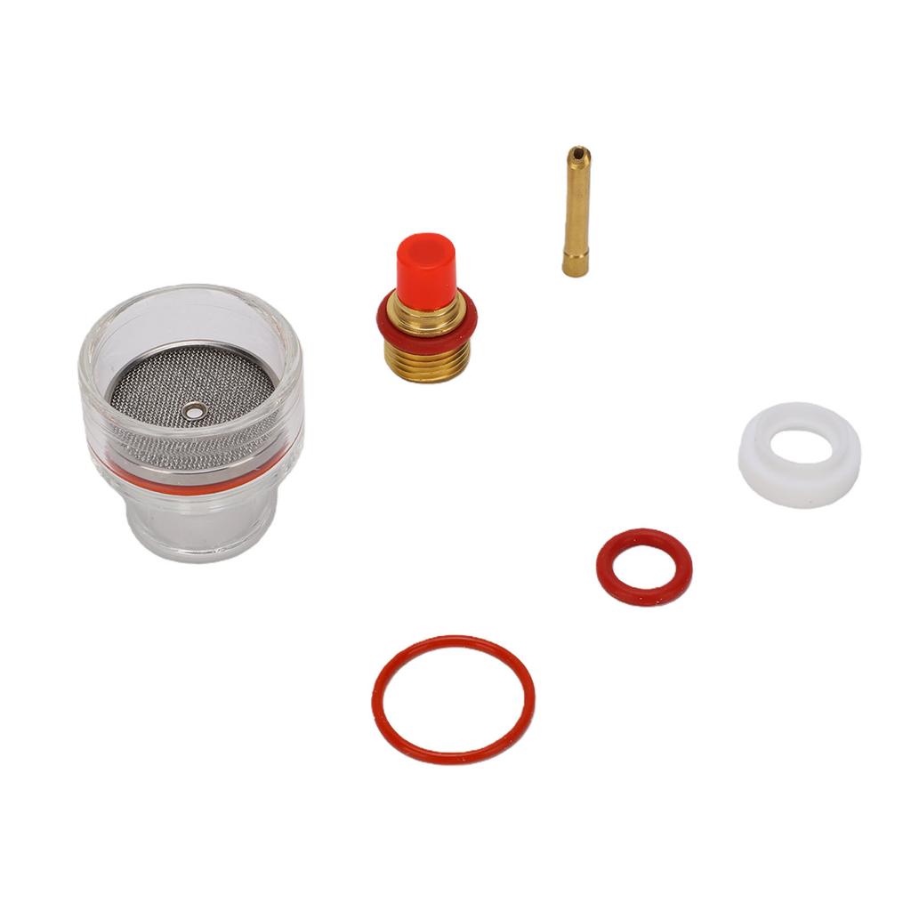 Welding Cup Kit Fit for WP 17 18 26 Torch Glass Gas Lens Ceramic Gasket Brass Collet Silicone Rings 1Celsius16 Inch 1.6mm
