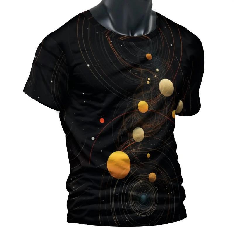 Summer Men's T-shirt Short Sleeved Top with Fashionable Lines 3D Printed Street Dance O-neck Pullover for Men Shirt