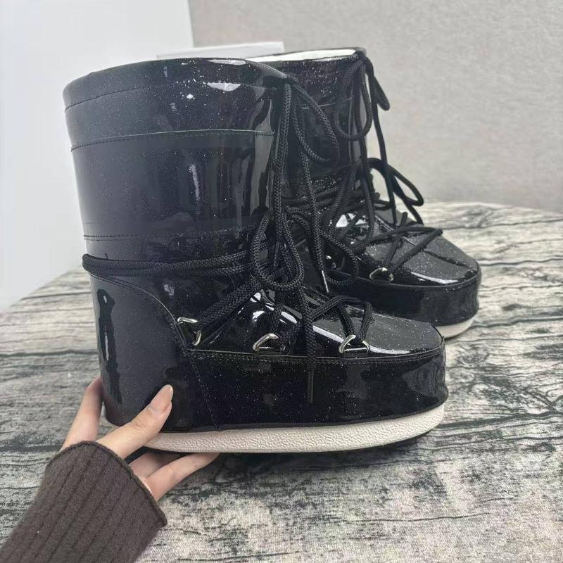 Modische Schneestiefel, Winter-High-Heel-Samt-Thermo-Ärmel-Baumwollstiefel rutschfester und verschleißfester Riemen Brot