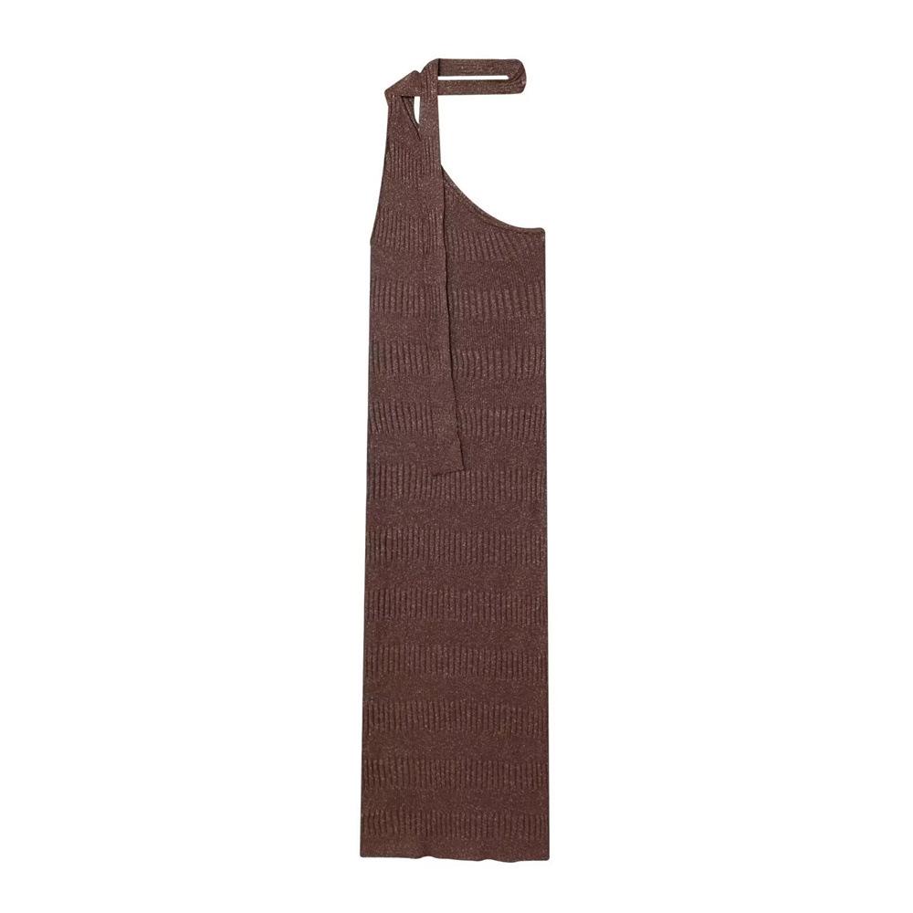 2025 Women s Slimming Asymmetrical Midi Dress - Versatile European & American Summer Fashion Small кофейный