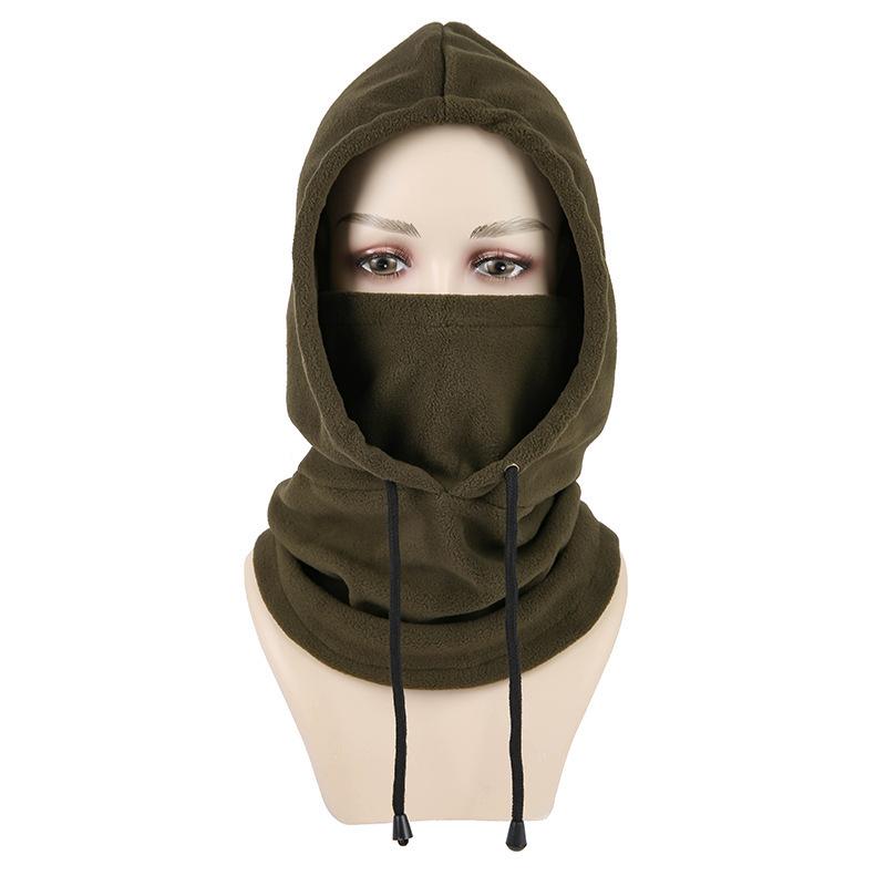 Unisex Winter Thermal Fleece Hat with Hood Windproof Warm Skiing Sport Cap Neck Warmer Cycling Face Mask Integrated