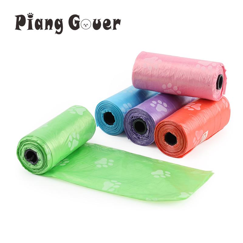 6Pcs Pet Waste Poop Bag Paw Print Clean up Refills Roll Picking Dog Pooper Bags
