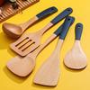 5Pcs/Set Kitchen Cooking Utensils Set Anti-skid Long Handle Wooden Shovel Spoon Frying Spatula High Cookware Five-Piece Set Temperature Resistant