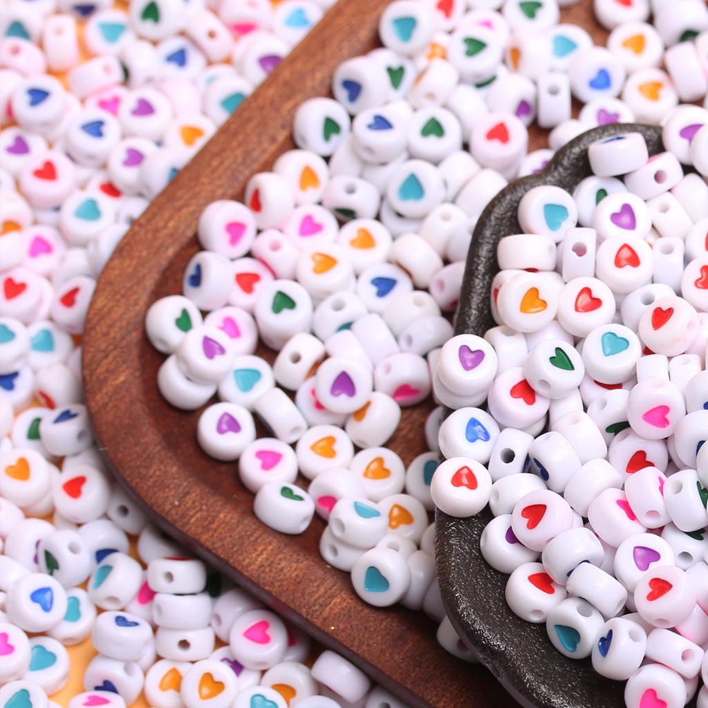 500g cca 2500ks šperkové doplňky 7mm akrylové korálky náhrdelník náramek výroba volných distančních korálků ve tvaru srdce