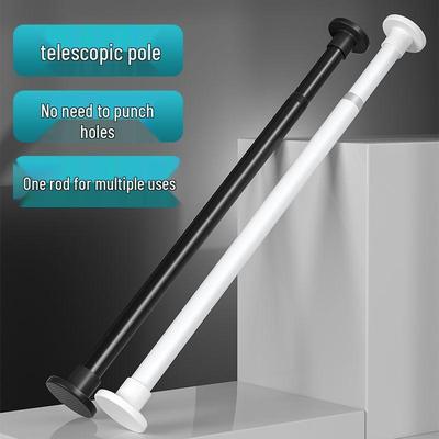 No-Drill Telescopic Curtain and Shower Rod with Nail-Free Clothes Drying Feature