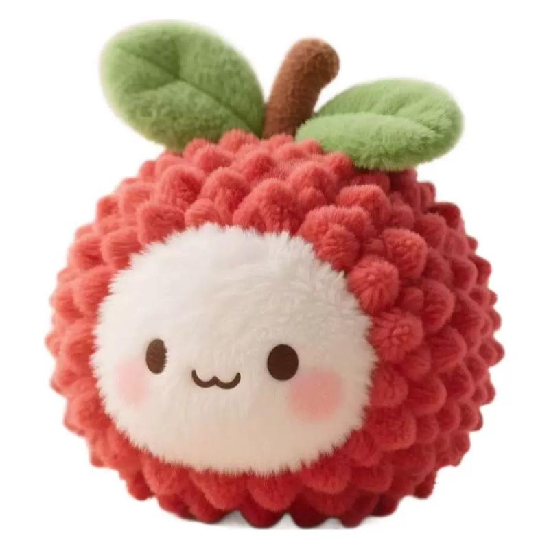 Non-Toxic New Creative Bow Small Ball Plush Car Keychain Lychee Bayberry Fruit Plush Small Pendant Doll Bag Hanging Decoration