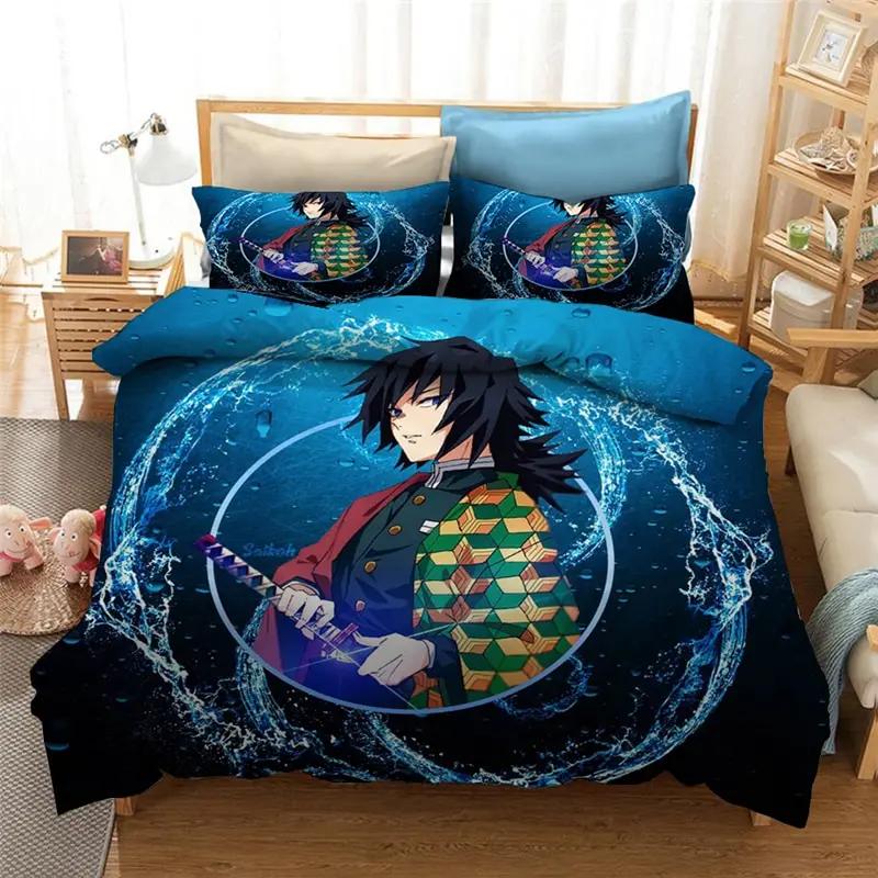 Anime Demon Slayer Duvet Cover Pillowcase 3D Printed Bedding Set Double Twin Full Queen King Adult Kids Bedclothes Quilt Cover