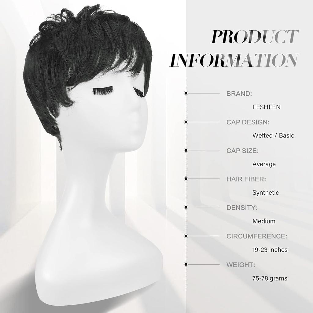 Parrucche Pixie Cut Sintetiche Corte Bionde Taglio Pixie con Frangia Parrucca Senza Colla Stratificata Parrucche Ondulate per Donne