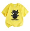Kids Boys Girls 100% Cotton Crew Neck Short Sleeve T-shirt, Cute Cartoon Black Dragon Print Casual Soft Breathable Summer Tee for Toddlers Children Da