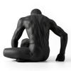Abstract Resin Nude Black Male Muscular Yoga Figurine Statue Body Art Sculpture Desk Room Interior Home Decor Showpiece