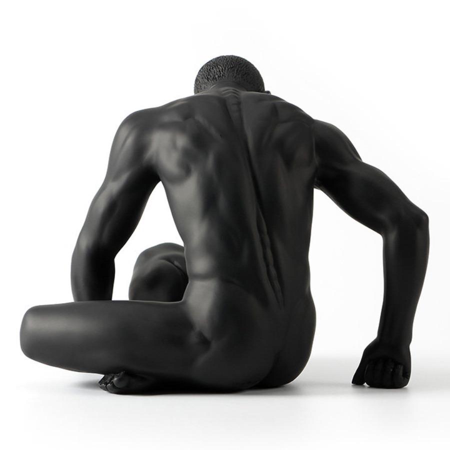 Abstract Resin Nude Black Male Muscular Yoga Figurine Statue Body Art Sculpture Desk Room Interior Home Decor Showpiece