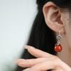 PANJBJ 925 Sterling Silver Red Agate Earrings For Women Circular Retro Ethnic Cloud Versatile Jewelry Birthday Gift Dropshipping