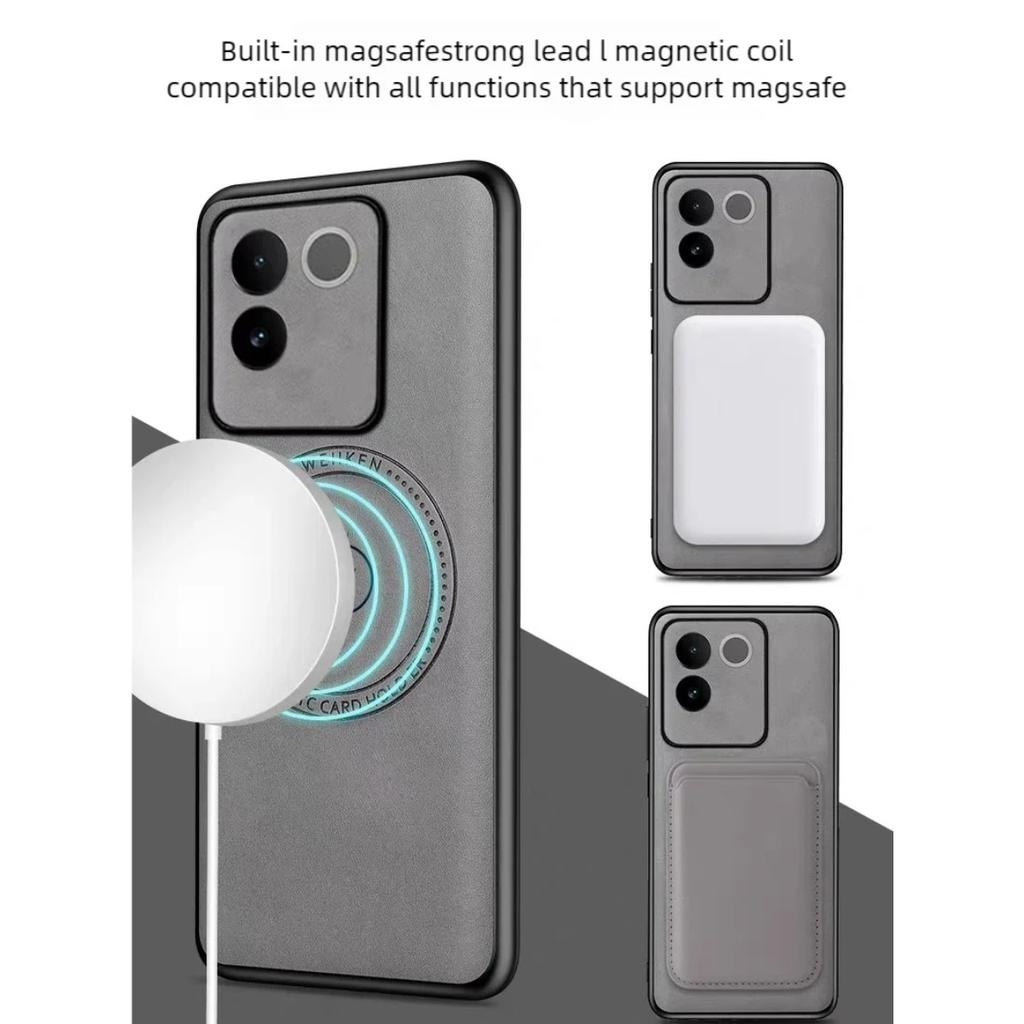 For Magsafe Leather Armor Phone Case For Vivo X200 Pro Luxury Shockproof Wireless Charging Full Cover For Vivo X90 X100 Pro Plus