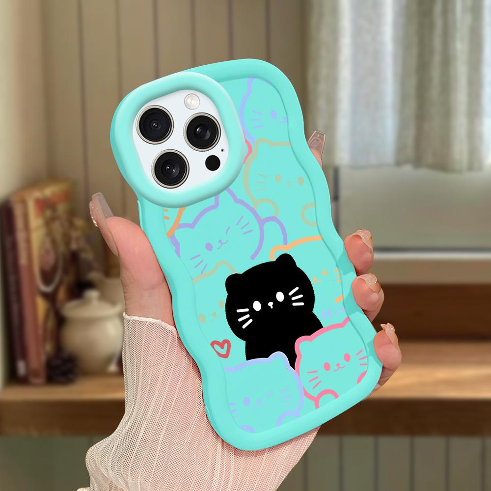 Big Wave Edge Soft Silicone Material Macaron Phone Case Shockproof Protective Rubber Casing for iPhone Samsung Huawei Honor Xiaomi Redmi OnePlus Moto