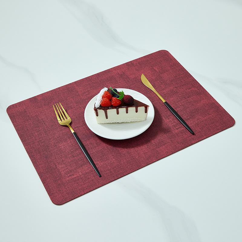 Nordic Style Double-Sided Faux Leather Dining Mat – Heat Insulation & Waterproof, Square, In Stock