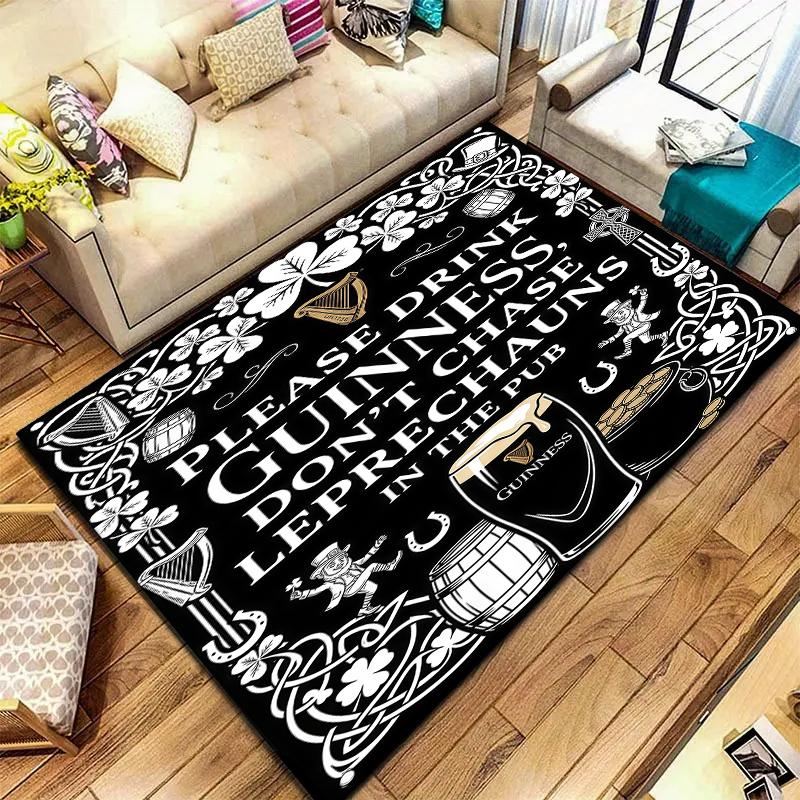 St.Patrick's Day cloverPattern Square Carpet,Area Rug,Carpet Rug for Living Room Bedroom Sofa Playroom Decor,Non-slip Floor Mat,Holiday Birthday Gifts