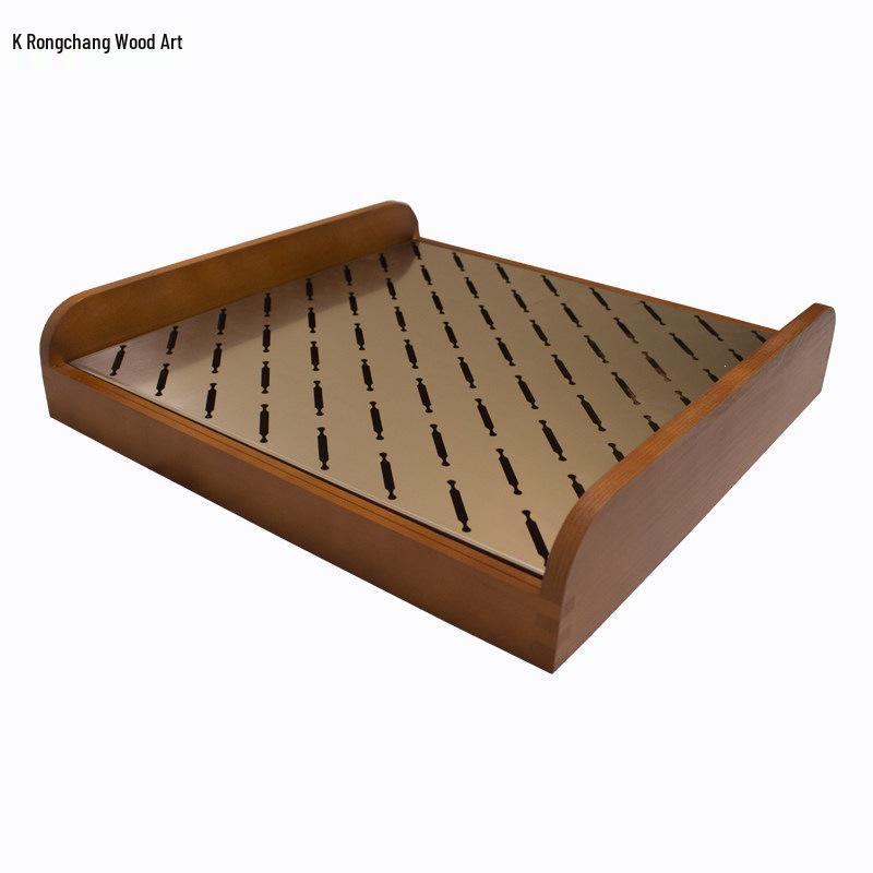 Square Stainless Steel & Wood Bakery Display Tray