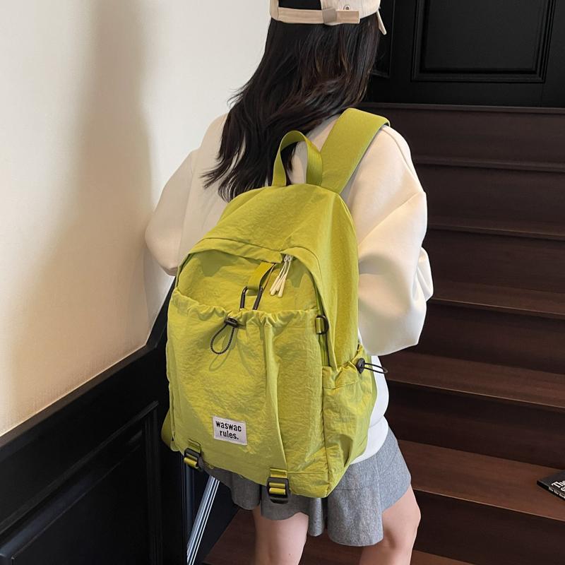 Schoolbag Canvas Backpack Women's Large Capacity Casual Korean Edition Student Class School Bag Simple Trend Mountaineering Bag Travel Backpack