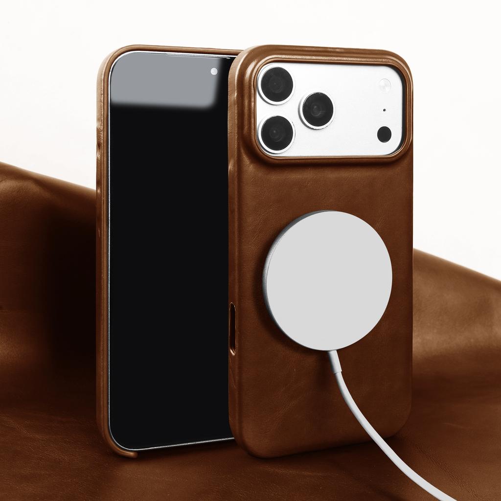 Magnetic Genuine Leather Case For Iphone 15 16 17 Pro Max Phone Case For Magsafe Wireless Charging Back Cover 15Pro 17Pro Max